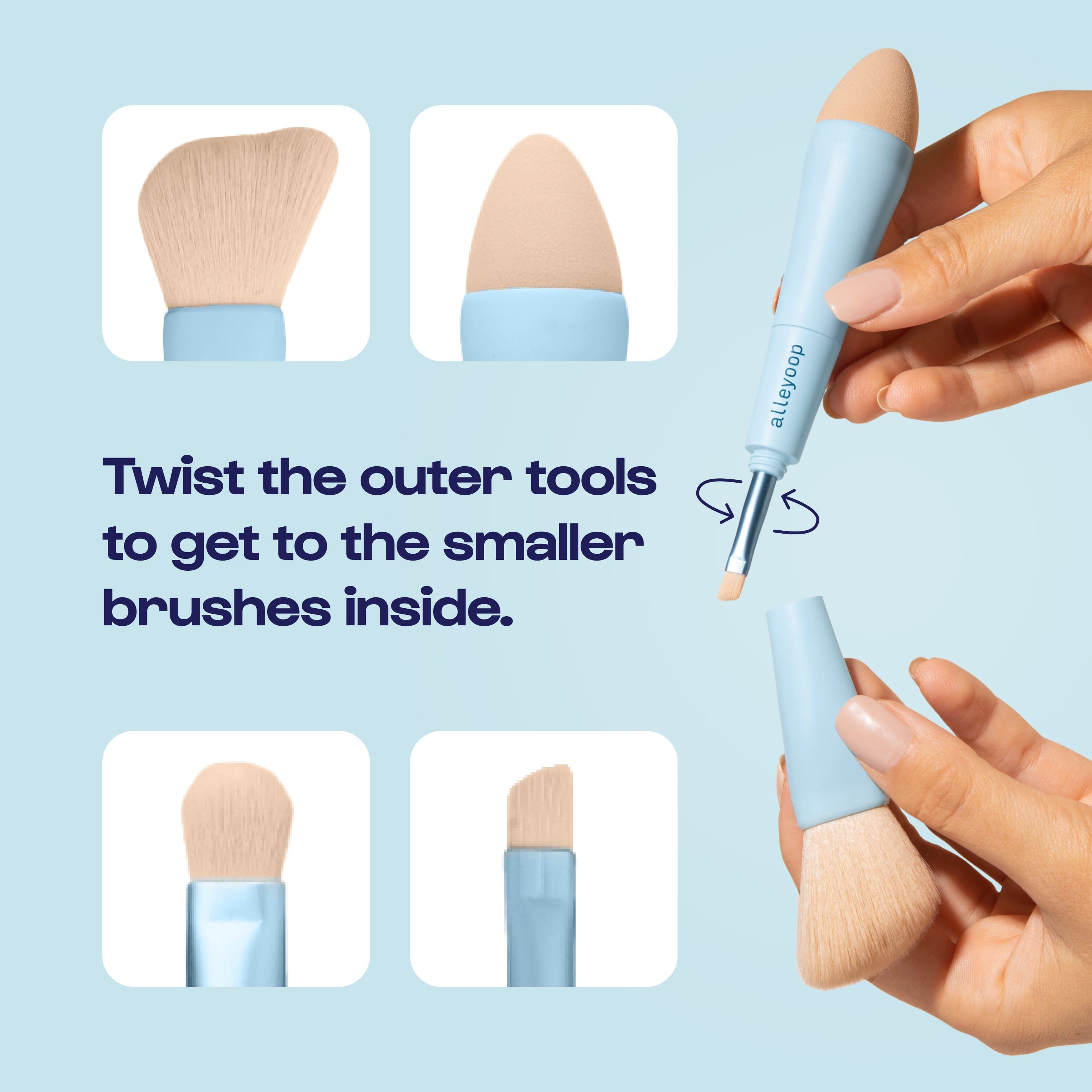 Multi-Tasker: Brocha de Maquillaje 4 en 1 Alleyoop