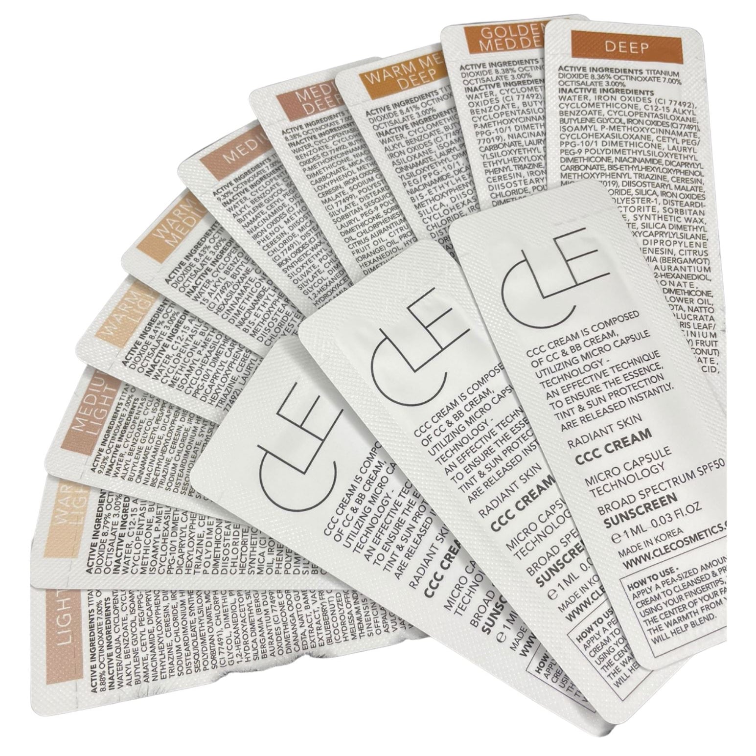Muestras de Tono CCC Cream de CLE - (Máximo 6 muestras totales por pedido) GLOWY 