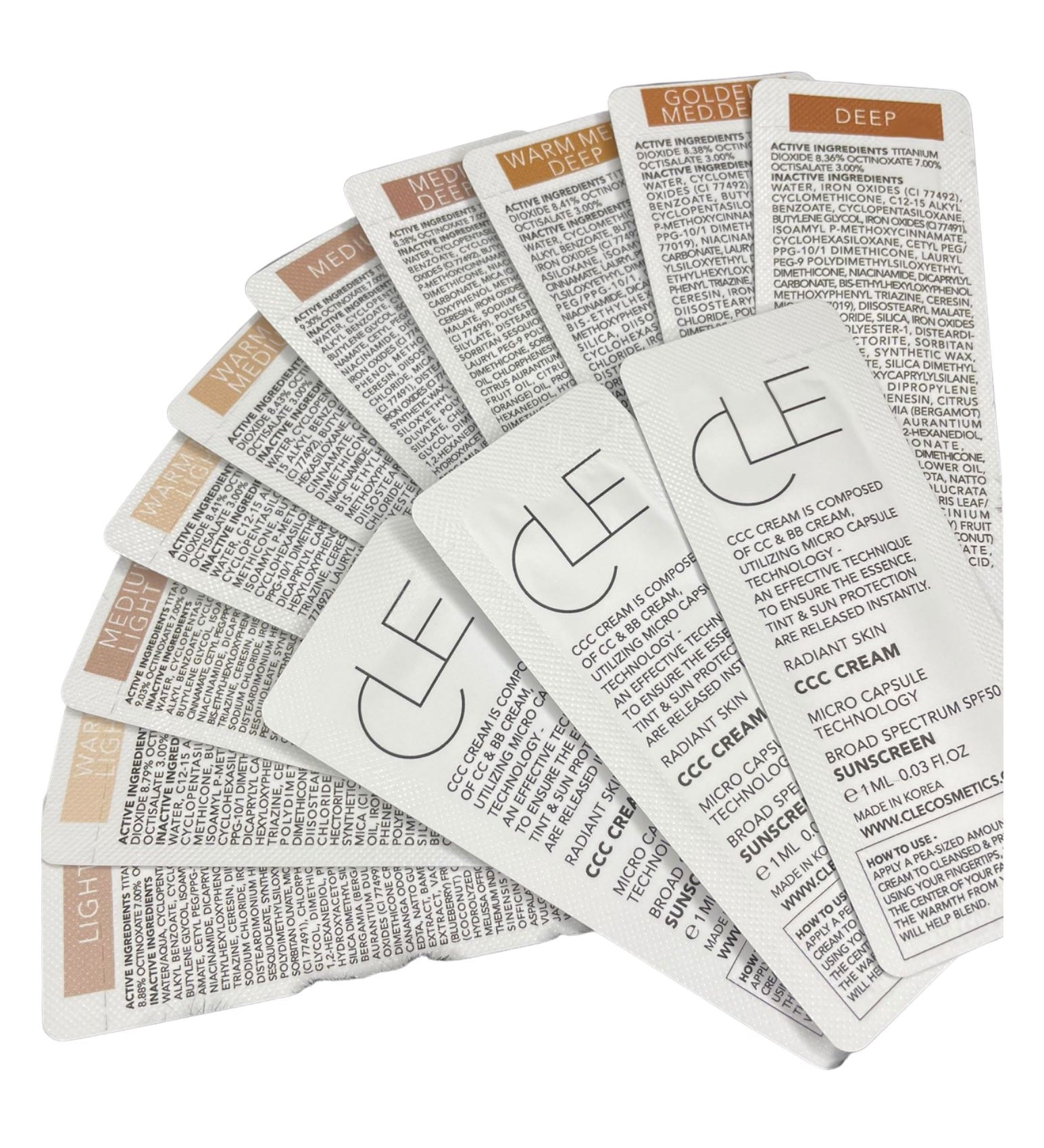 Muestras de Tono CCC Cream de CLE - (Máximo 6 muestras totales por pedido) GLOWY 