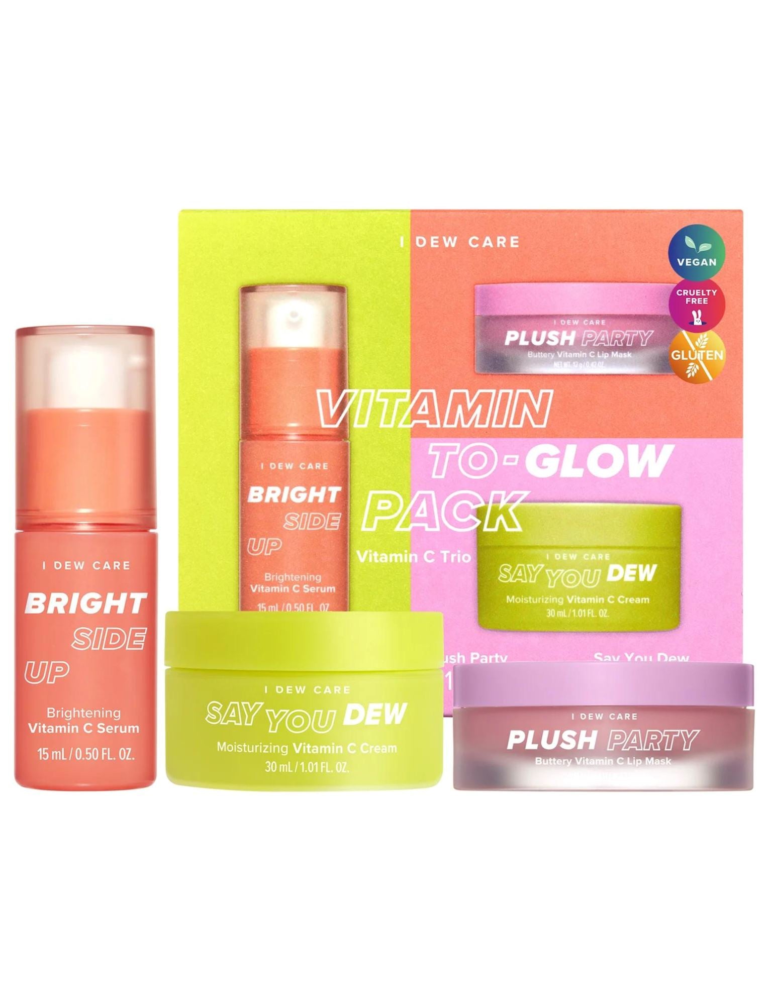 Vitamin To Glow Pack - Mascarilla Labial, Hidratante & Suero Vit C I Dew Care 