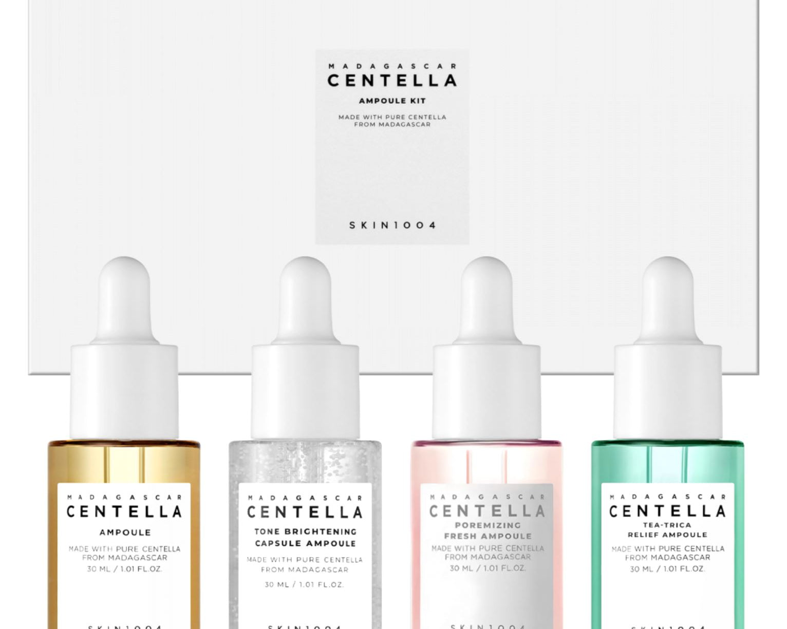 Madagascar Centella Ampoule Kit | 4 Ampoules de 30ml Skin 1004 