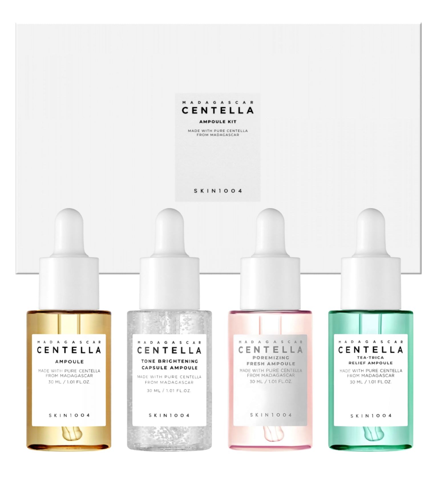 Madagascar Centella Ampoule Kit | 4 Ampoules de 30ml Skin 1004 